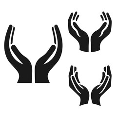 Obraz premium Hands Care gesture vector silhouette for your logo isolated on white background