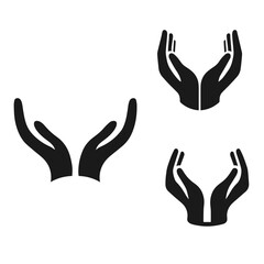 Obraz premium Hands Care gesture vector silhouette isolated on white background 