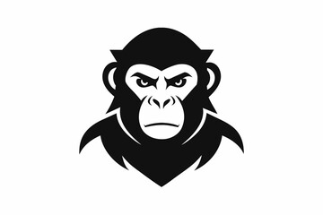 a minimalist Chimpanzee logo vector art illustration icon logo, featuring a modern stylish shape with an underline, set on a solid white background, vector illustration 