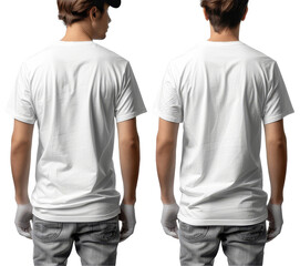Blank canvas, two models showcase a classic white t-shirt