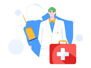 Medical characters fighting the epidemic flat vector concept operation hand drawn illustration
