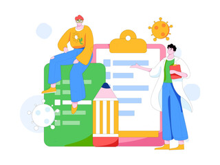 Medical characters fighting the epidemic flat vector concept operation hand drawn illustration
