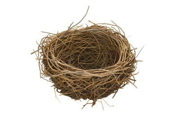 Empty bird nest isolated on transparent background