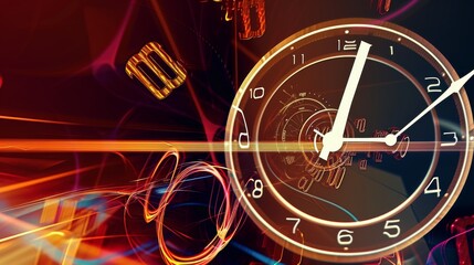 Symbolic Minimalist image of a rhythmic clock, with symbolic pendulums and ticking.