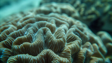 Obraz premium Underwater life, brain coral. Underwater photography.