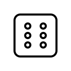 Dice Six Icon for Gaming, Board Games, and Probability Calculation Designs