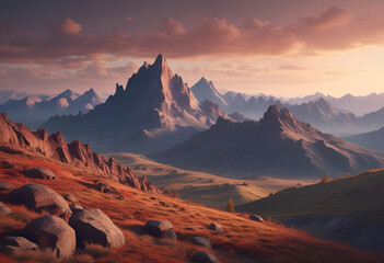 Naklejka premium mountain skyline in minimal style with simple colors