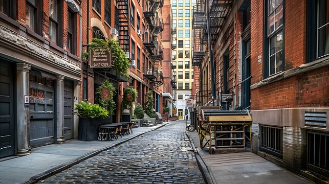 Alleys of Tribeca Neighborhood  Lower Manhattan New York City : Generative AI