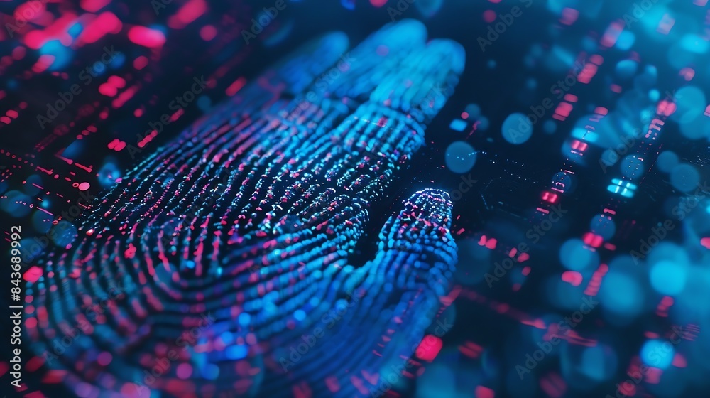 Fototapete fingerprint identification for digital cyber security biometrics security : Generative AI