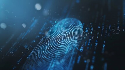 Using fingerprint indentification to personal data access Biometrics security Ekyc innovation technology concept : Generative AI