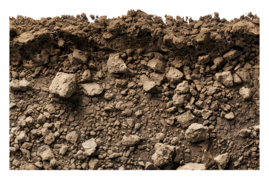Soil border side view isolated on transparent background