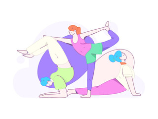 Practicing yoga, physical and mental health, flat vector character concept, operation hand drawn illustration
