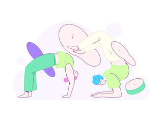 Practicing yoga, physical and mental health, flat vector character concept, operation hand drawn illustration
