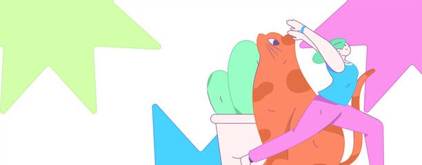 Practicing yoga, physical and mental health, flat vector character concept, operation hand drawn illustration
