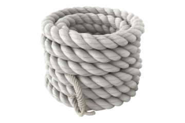 White rope roll isolated on transparent background