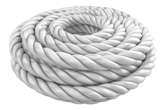 White rope roll isolated on transparent background