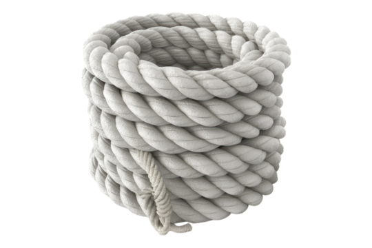 White rope roll isolated on transparent background