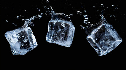 Obraz premium Ice Cubes Splashing in Water