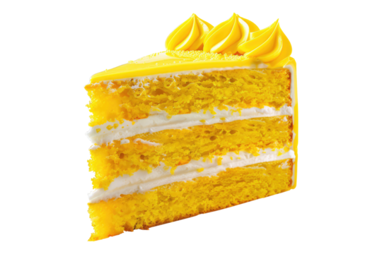 Yellow cake of slice isolated on transparent background