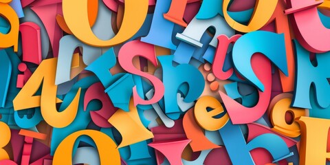 Colorful Alphabet Collage: Creative Handmade Paper Artwork for Kids' Classroom Decor and 4K HD Background