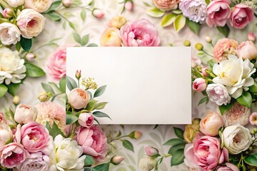 Elegant blank business card on floral background