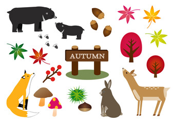 かわいい秋のイラストセット