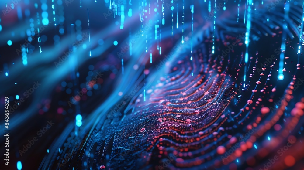 Fototapete Fingerprint scan provides security access with biometrics identificationFuturistic Technology in smart business high efficiency using ai artificial intelligenceRPA5gbig dataiotvrLog4j : Generative AI