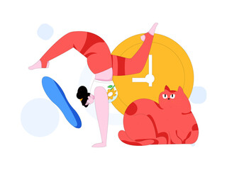 Practicing yoga, physical and mental health, flat vector character concept, operation hand drawn illustration
