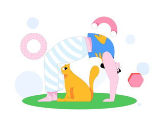 Practicing yoga, physical and mental health, flat vector character concept, operation hand drawn illustration
