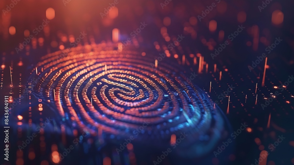 Leinwandbilder Biometrics security access concept with fingerprint : Generative AI