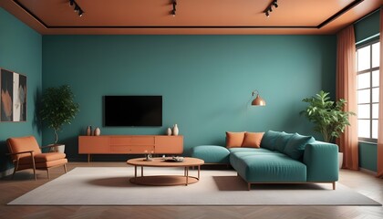 Photo interior modern design room 3D illustration