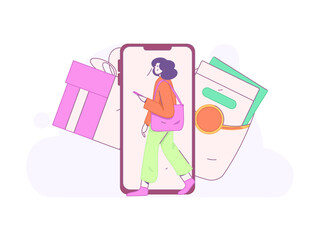 Use red envelopes to attract new customers and promote activity. Flat vector character concept illustration
