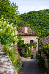 Maison en pierre typique du village médiéval de Bruniquel