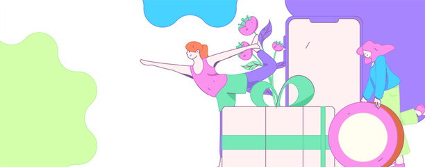 Use red envelopes to attract new customers and promote activity. Flat vector character concept illustration
