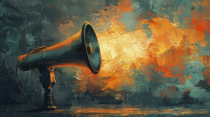 Communicating effectively with a megaphone, where clear and powerful messages stand out against a striking backdrop