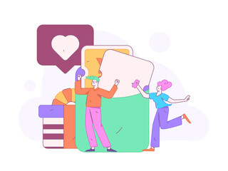Use red envelopes to attract new customers and promote activity. Flat vector character concept illustration
