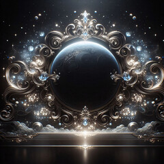 An elegant black background with soft blue accents, similar to a Video Opening theme 1