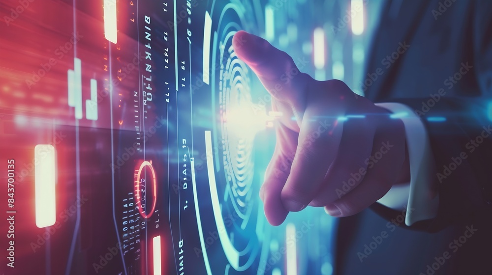 Poster Businessman scan fingerprint biometric identity and approval Secure access granted by valid fingerprint scan Business Technology Safety Internet Network Concept : Generative AI