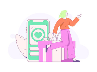 Use red envelopes to attract new customers and promote activity. Flat vector character concept illustration
