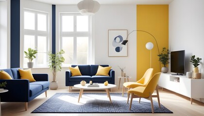 Photo interior modern design room 3D illustration