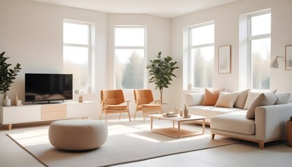 Photo interior modern design room 3D illustration
