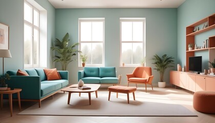 Fototapeta premium Photo interior modern design room 3D illustration