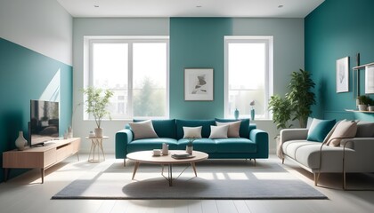 Fototapeta premium Photo interior modern design room 3D illustration