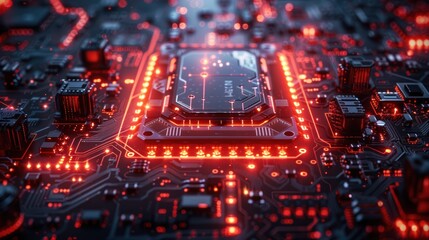 Obraz premium A Glowing Heart of Digital Processing: The Central Processing Unit In Action. Generative AI