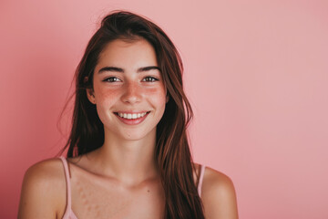 Fototapeta premium A close up portrait of a young woman with a subtle smile
