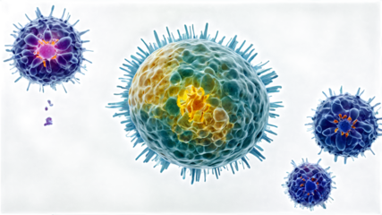 Photograph of disease pathogens from a microscope on transparent background, PNG, Vector
