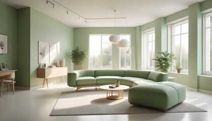 Photo interior modern design room 3D illustration