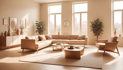 Photo interior modern design room 3D illustration