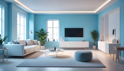 Photo interior modern design room 3D illustration