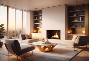 Fototapeta premium Photo interior modern design room 3D illustration